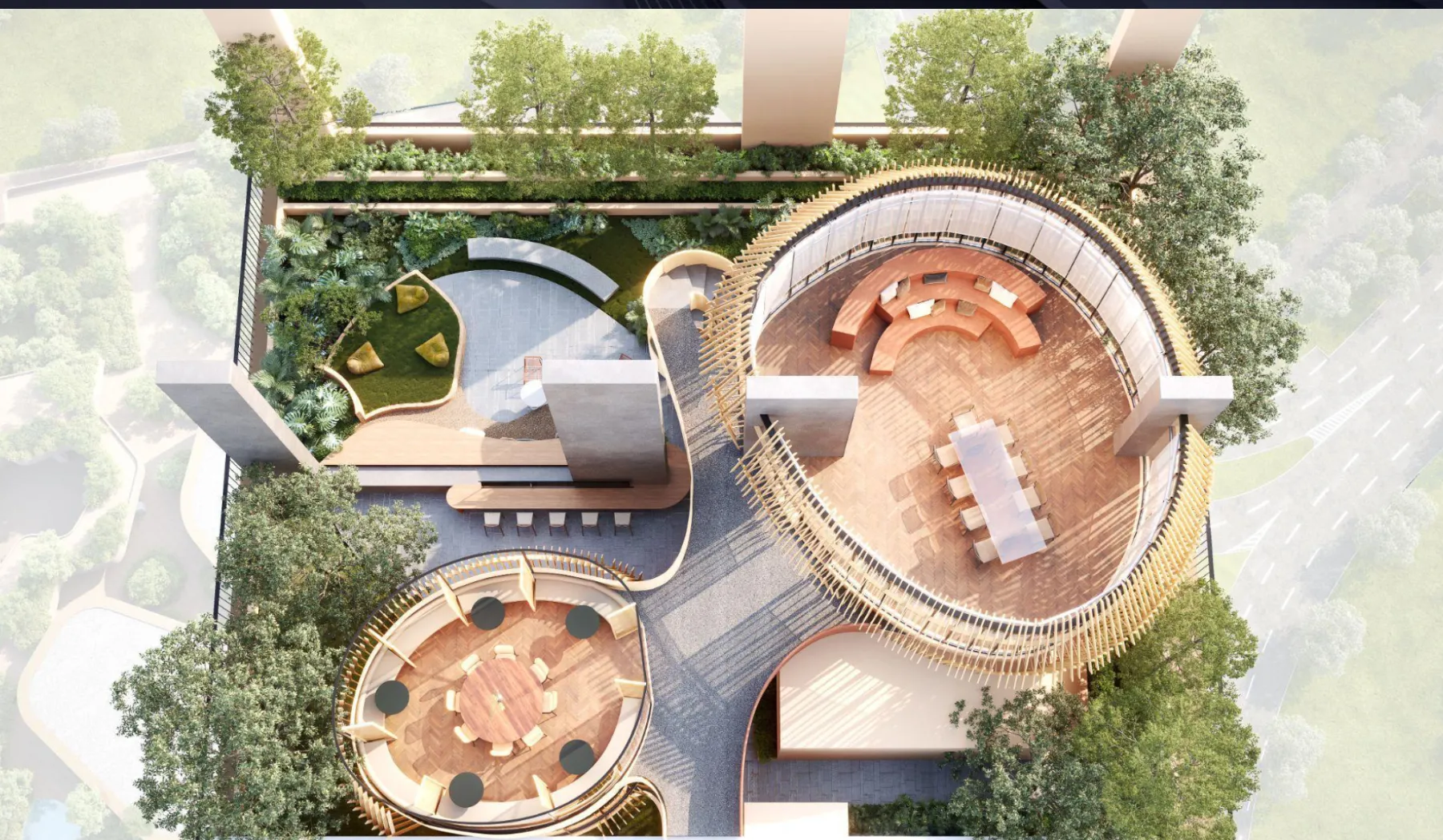 The Bedrock pocket garden seating from above, artist's impression