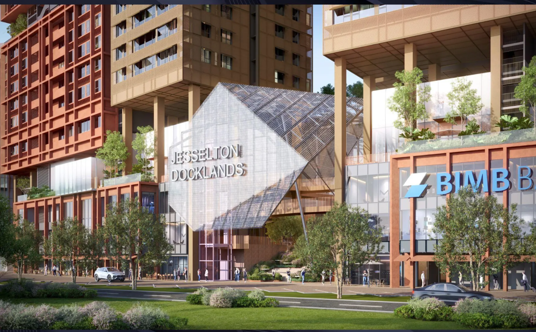The Bedrock jesselton Docklands entrance plaza, artist's impression